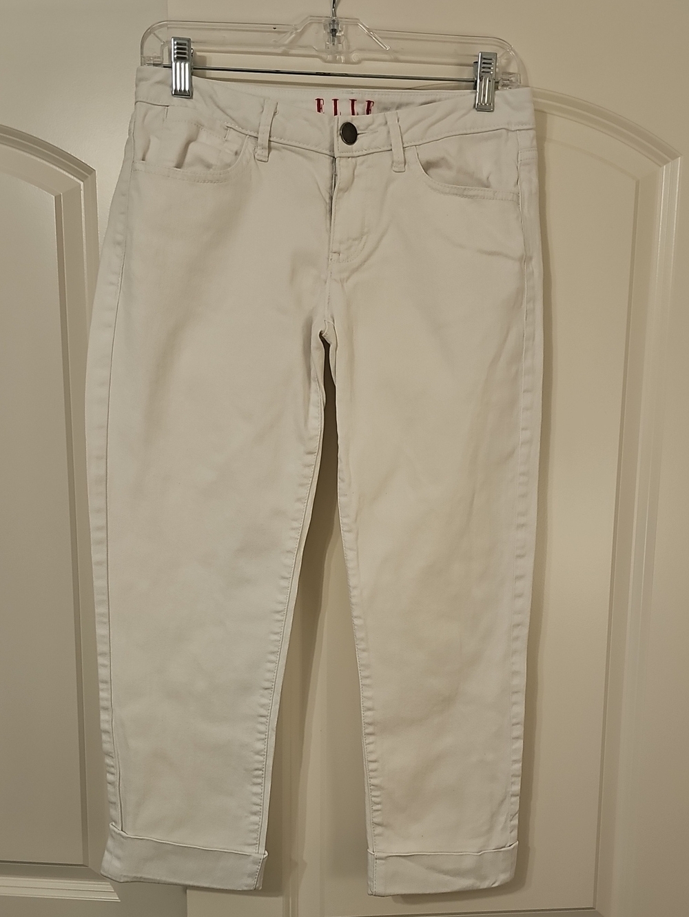 ELLE White Pants with Red Logo Detail